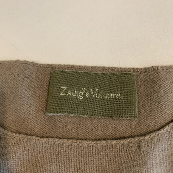 Zadig & Voltaire Sweater Women S/M Zinc Cashmere Knit Long Sleeve Back Tie *READ - Picture 8 of 11